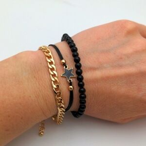 Minimalist Black Bead Stretch Bracelet